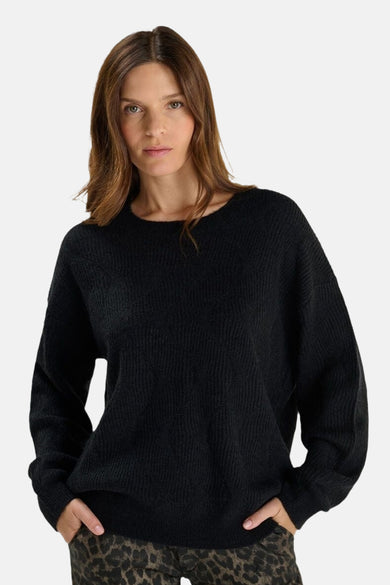 Pull met ronde hals - zwart