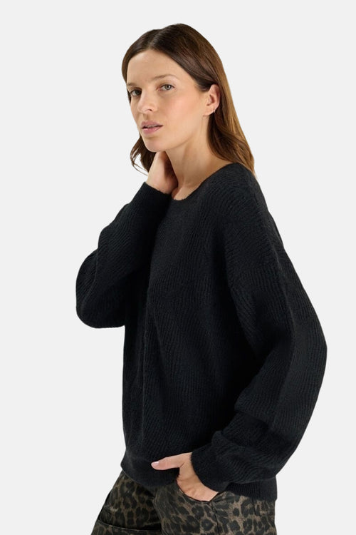 Pull met ronde hals - zwart