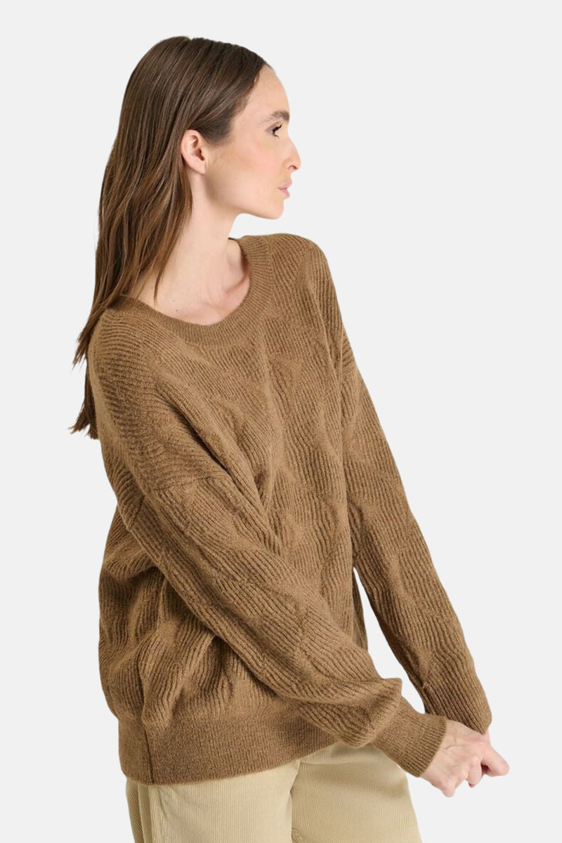 Pull met ronde hals - bruin