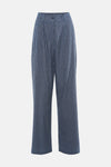Pantalon de costume bleu par ADORE, avec un motif à fines rayures verticales et une coupe ample.
