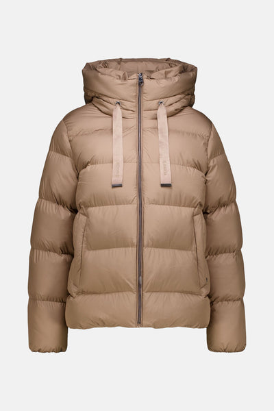 Korte beige jas van GARCIA met decoratief trekkoord in de opstaande kraag.