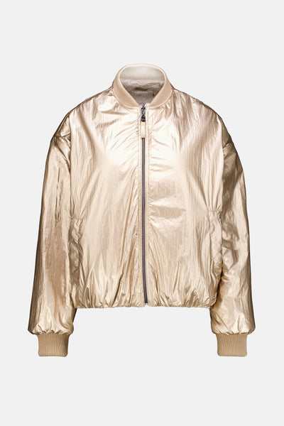 Veste courte beige de GARCIA avec fermeture éclair et détails côtelés.