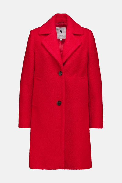 Manteau long rouge de GARCIA avec fermeture à boutons et col à revers.