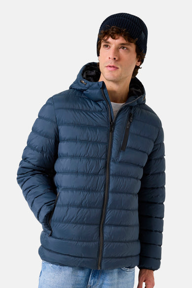 Veste de pluie bleue de GARCIA avec une capuche et fermeture éclair.