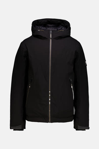 Veste de pluie noire de GARCIA avec une capuche et des détails zippés.