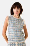 GARCIA mouwloze top met meerdere kleuren, geweven textuur en franjedetails.