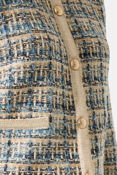 Multikleurige cardigan van GARCIA met een geruit textuurpatroon en decoratieve gouden knopen.