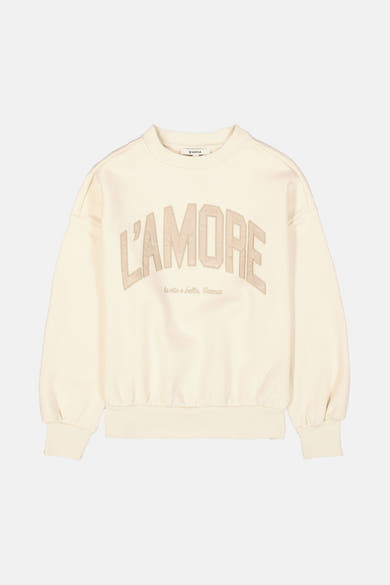 Sweat écru de GARCIA avec le texte "L'AMORE" en relief sur le devant.
