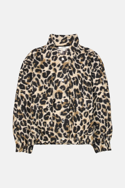 Veste courte multicolore de Garcia, avec un motif léopard et des boutons argentés.