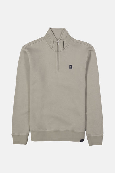 Kaki opstaande kraag sweatshirt van GARCIA, met gedeeltelijke ritssluiting en discreet logo op de borst.