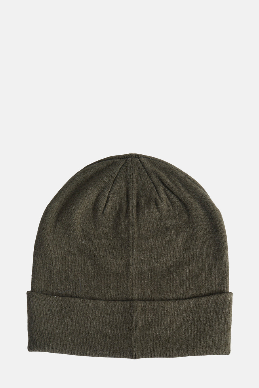 Groene muts van LYLE & SCOTT, gebreid met een omgeslagen rand, op een witte achtergrond.