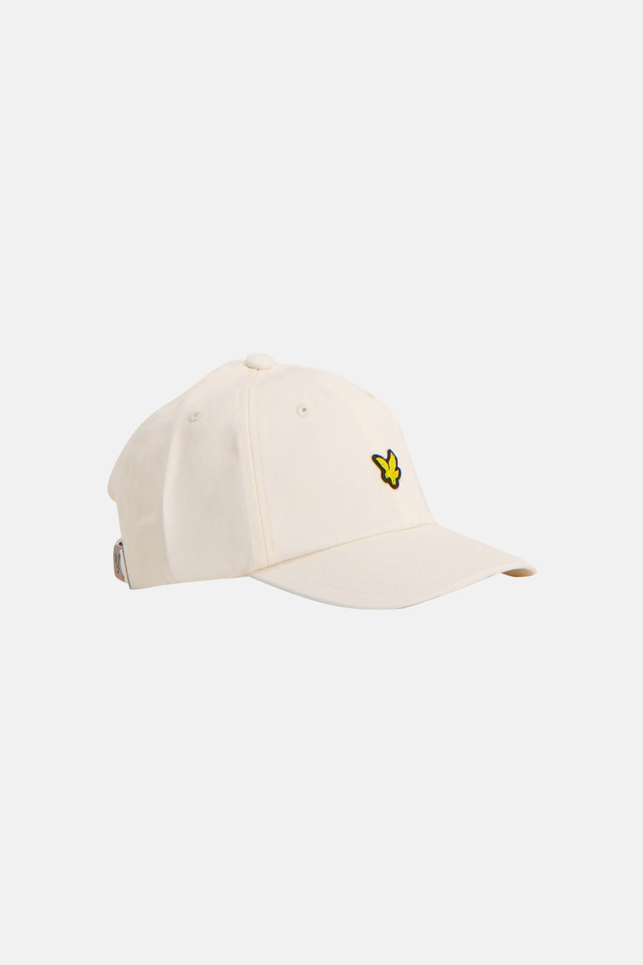 Casquette écrue de LYLE & SCOTT, ornée d'un logo jaune brodé.