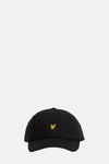 Casquette noire de LYLE & SCOTT, ornée d'un logo brodé d'aigle jaune sur le devant.