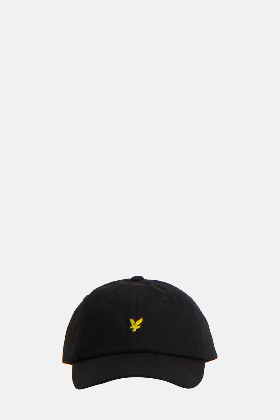 Casquette noire de LYLE & SCOTT, ornée d'un logo brodé d'aigle jaune sur le devant.