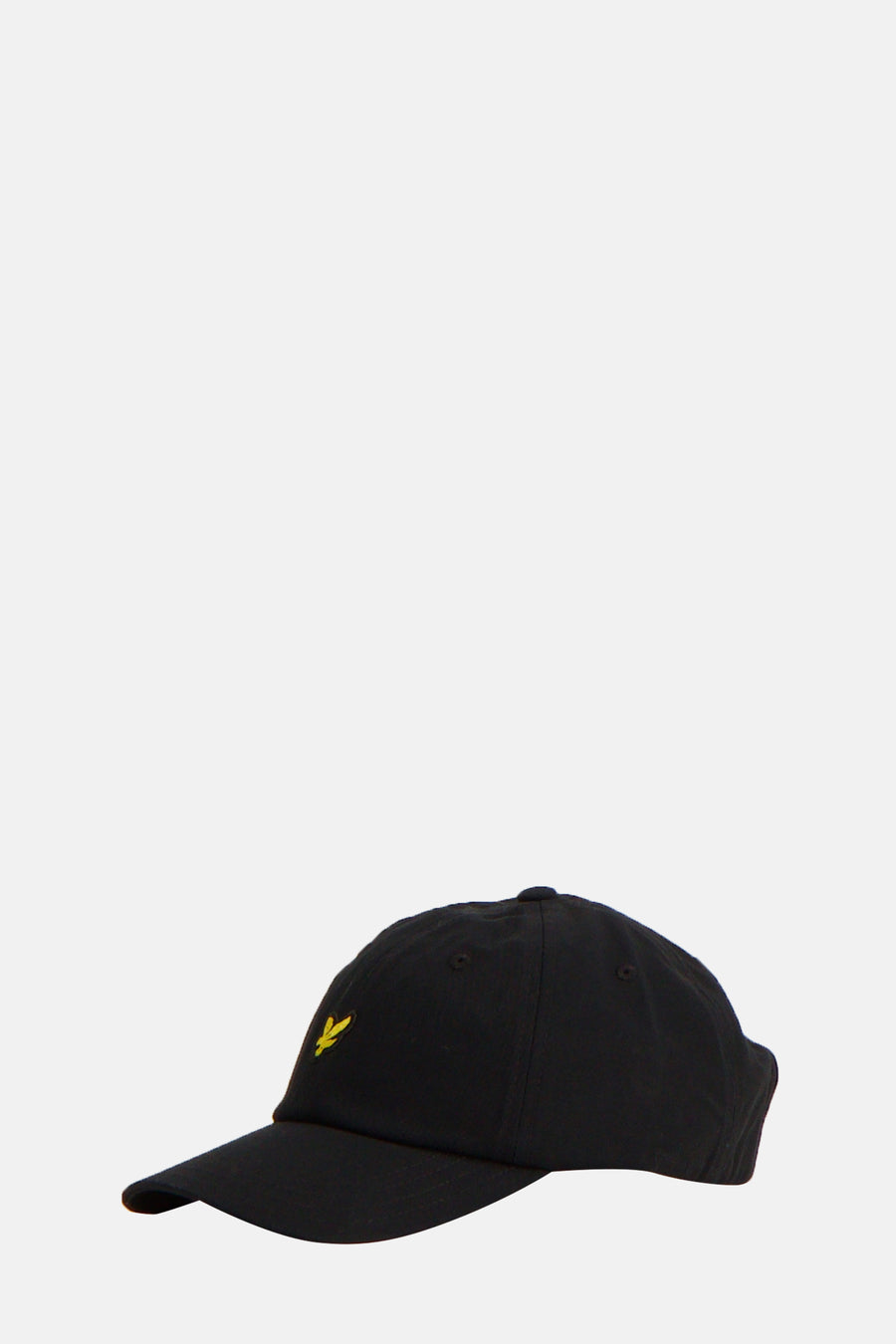 Casquette noire de LYLE & SCOTT, avec un logo brodé jaune sur le devant