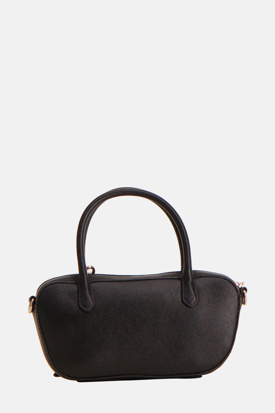 Sac à main noir de Guess avec anses arrondies et texture grainée.