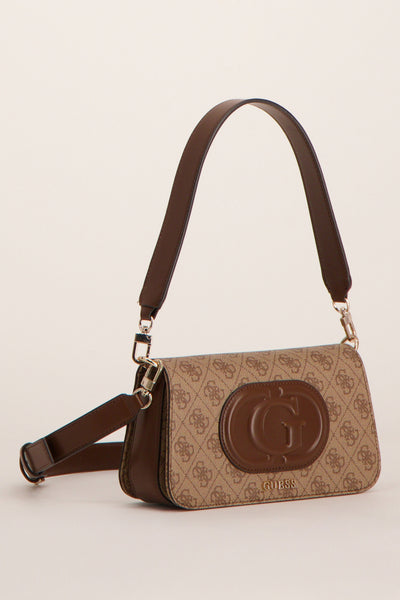 Sac à bandoulière marron Guess avec motif logo et bandoulière supplémentaire