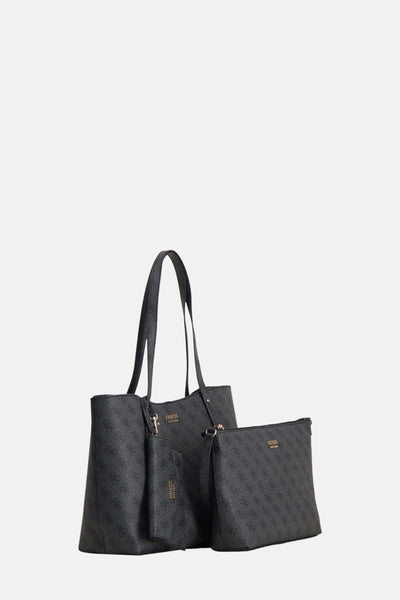 Zwarte Guess bandouliers met met monogramogramogramogram en een passende pochette.