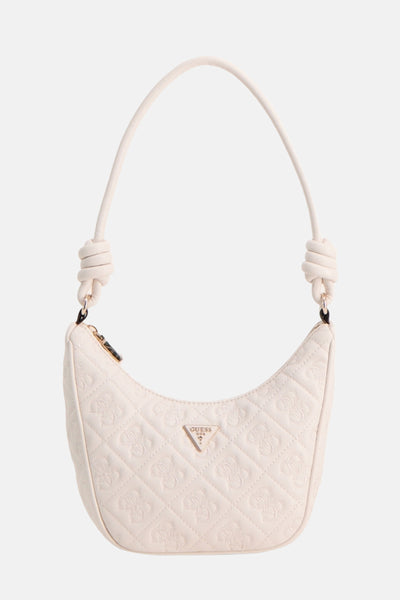 Sac à bandoulière blanc de Guess avec motif ton sur ton en losange et anse nouée.
