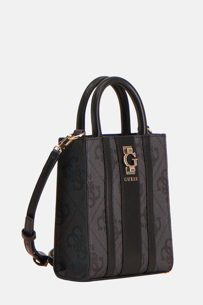 Sac à bandoulière noir de Guess avec motif ton sur ton et bandoulière réglable.