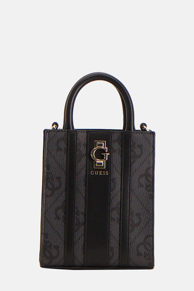 Sac à bandoulière noir de Guess avec motif logo et bretelles supérieures.