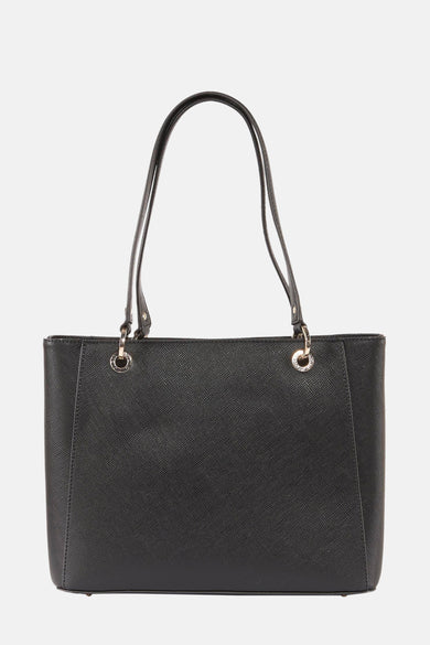 Zwarte Guess schoudertas met gouden details op de handvatten