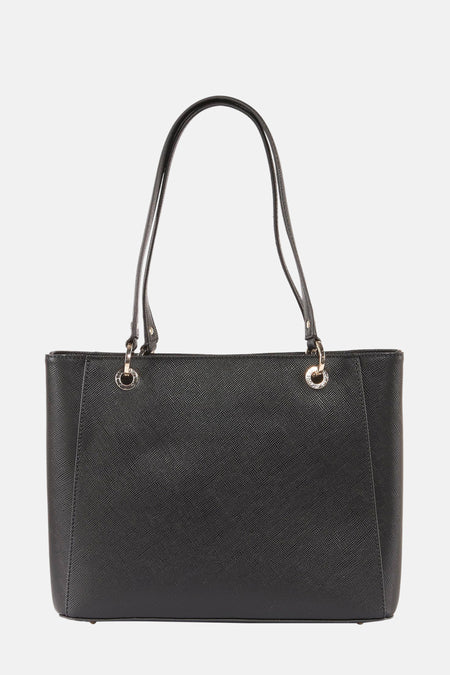 Zwarte Guess schoudertas met gouden details op de handvatten