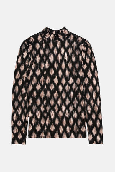 GARCIA meerkleurig T-shirt met lange mouwen en een onregelmatig zwart en beige ruitpatroon.