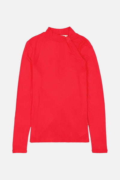 T-shirt à manches longues rouge de GARCIA avec un col montant noué.
