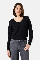 Pull met V-hals - zwart