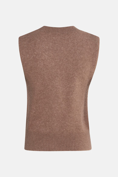 Taupe hemdje van GARCIA, van zachte tricot, met ronde hals en geribde boorden.