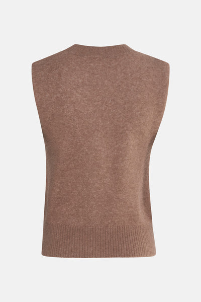 Taupe hemdje van GARCIA, van zachte tricot, met ronde hals en geribde boorden.