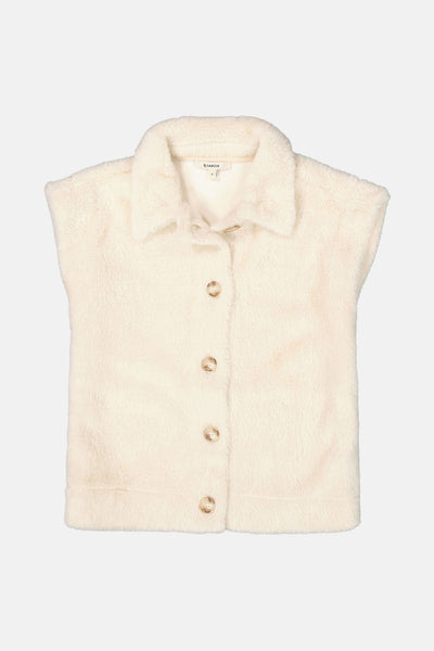 Veste sans manches beige de GARCIA en tissu doux et boutons marron clair.