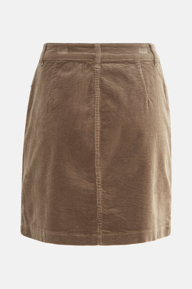 Korte taupe ribfluwelen rok van GARCIA, met een verticale naad aan de achterkant.