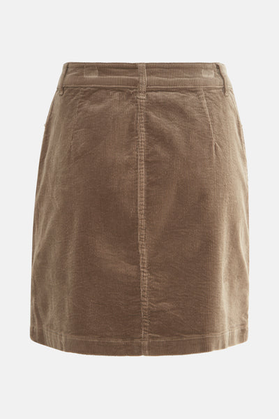Korte taupe ribfluwelen rok van GARCIA, met een verticale naad aan de achterkant.