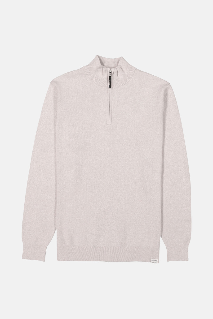 Beige coltrui van GARCIA, met korte ritssluiting en subtiele gebreide textuur.