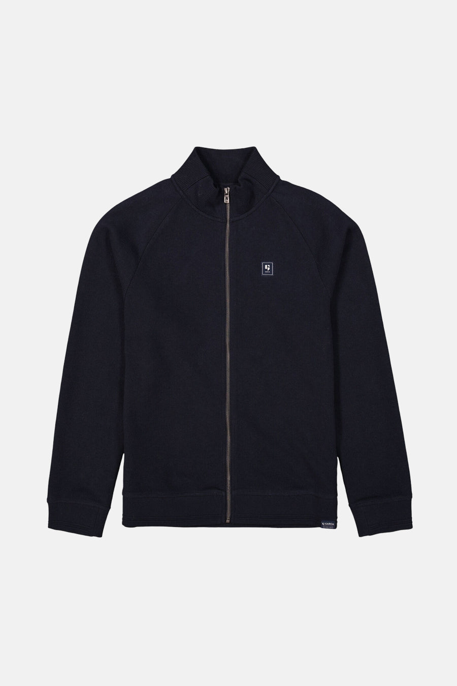 Blauwe bodywarmer van GARCIA, met ritssluiting aan de voorkant en een klein logo op de borst.