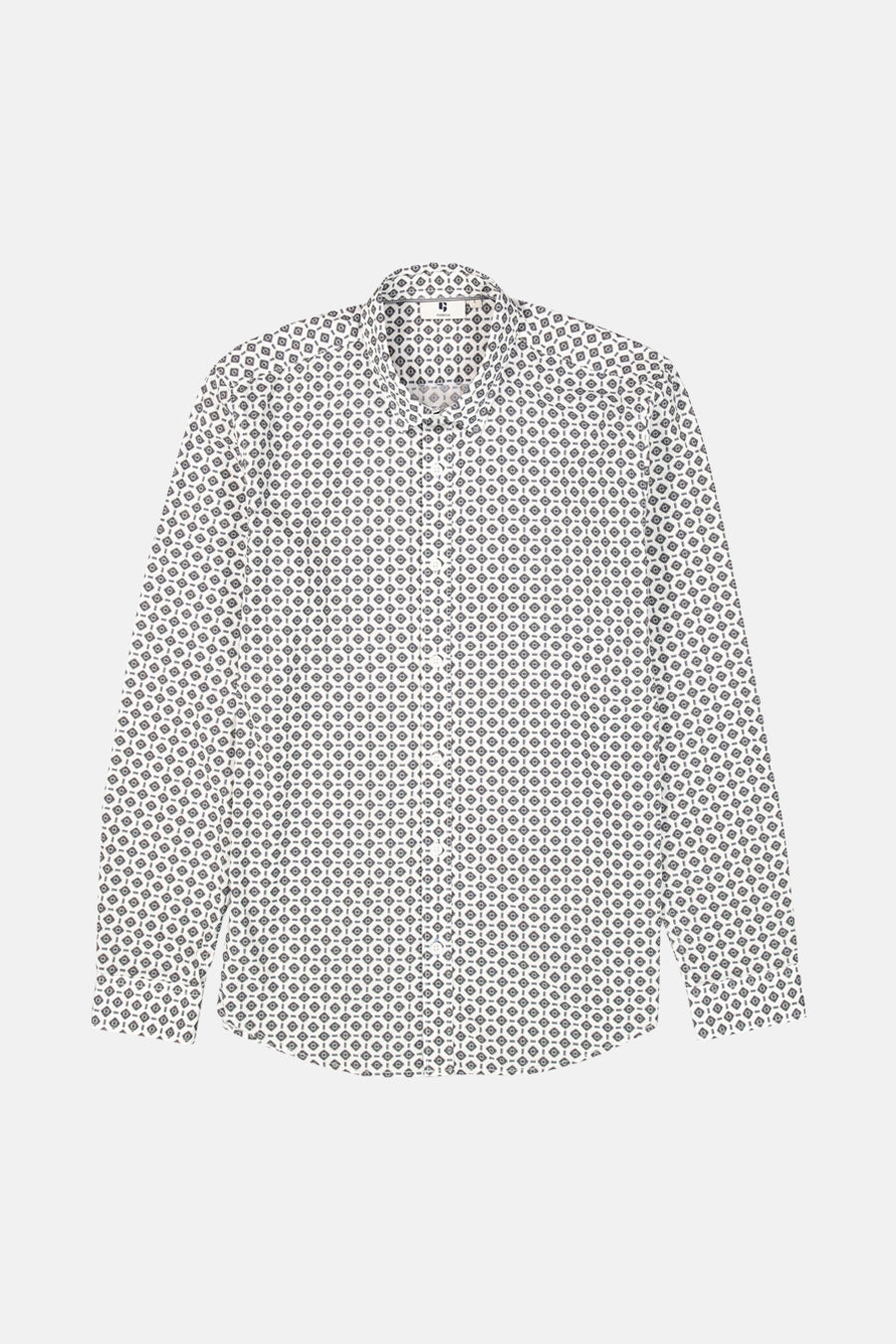 Chemise à manches longues blanche de GARCIA, avec un motif floral et géométrique discret.
