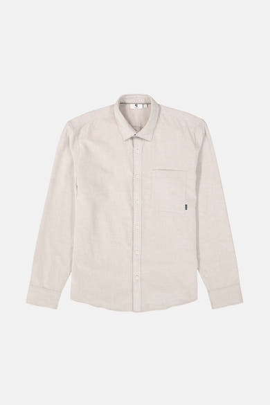 Beige overhemd met lange mouwen van GARCIA, met een enkele borstzak en bijpassende knopen.