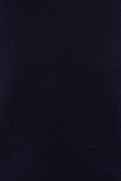 Navy blue crewneck sweater with textured knit fabric, close-up front view