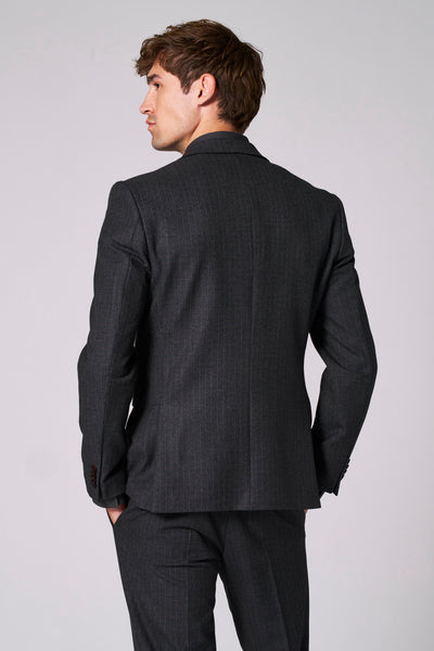 Bruine blazer van Le Fabuleux Marcel de Bruxelles, met subtiel patroon, getailleerde pasvorm en verzorgde details.