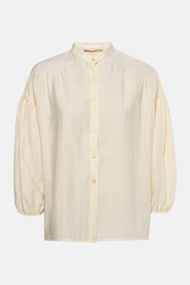 Gele blouse met lange mouwen van AMELIE ET AMELIE, met geplooide details op de rug.