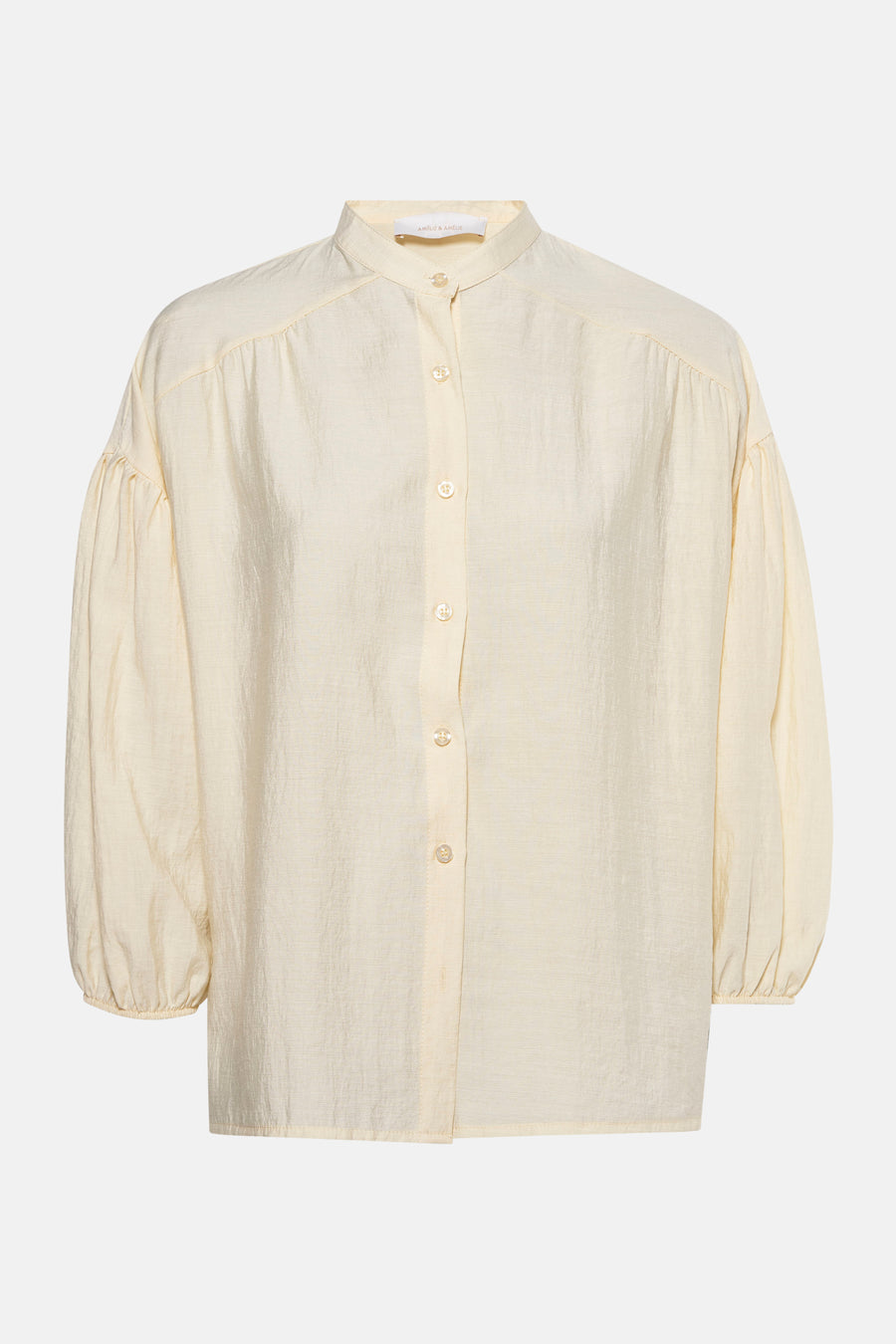 Gele blouse met lange mouwen van AMELIE ET AMELIE, met geplooide details op de rug.