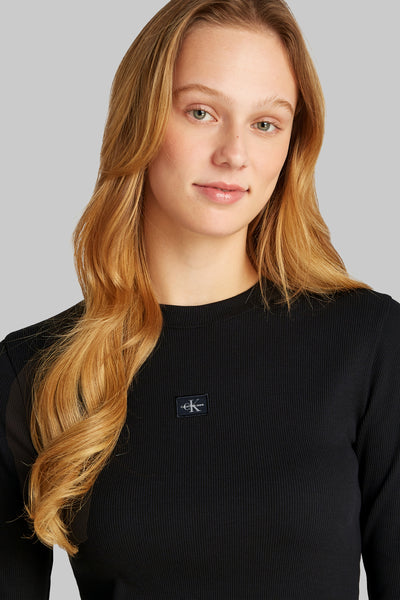 Top uni manches longues Noir - Calvin Klein