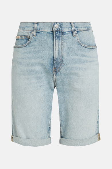 Korte spijkerbroek van lichtblauw denim van Calvin Klein, met omgeslagen zomen.