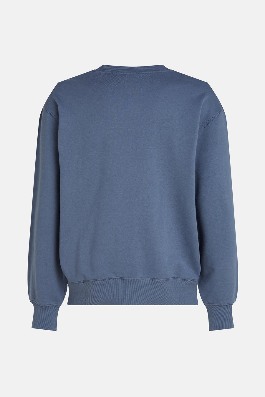 Sweat col rond bleu de Calvin Klein, avec des manches longues et une texture uniforme.