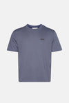 Grijs T-shirt met korte mouwen van Calvin Klein, met een klein vierkant logo op de borst.