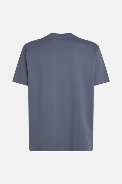 Grijs T-shirt met korte mouwen van Calvin Klein, achterkant, op een effen achtergrond.