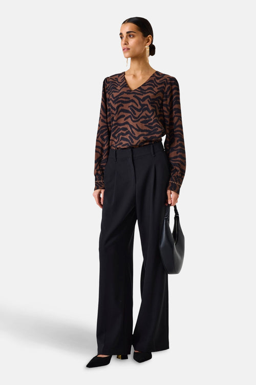 Blouse met lange mouwen - Bruin