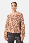 Multikleuren rondehals trui van GARCIA met een dierenprint en een pluizige textuur.